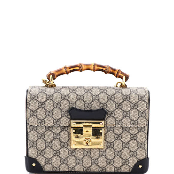 Gucci Small Padlock Bamboo Shoulder Bag GG Coated Canvas - Picture 1 of 8